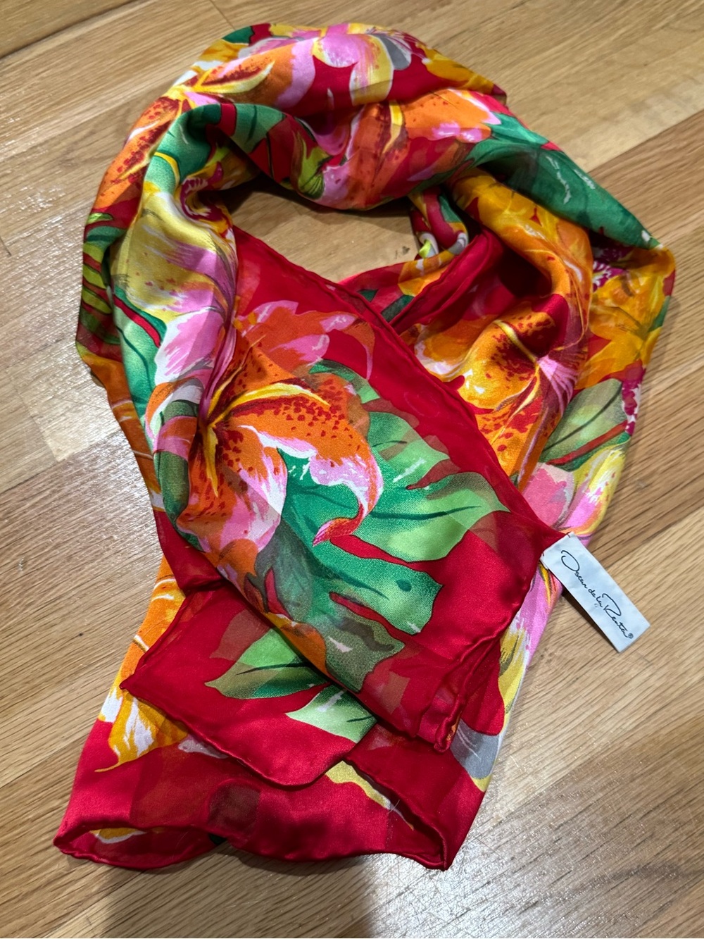 Vintage Oscar de la Renta Silk Floral Scarf